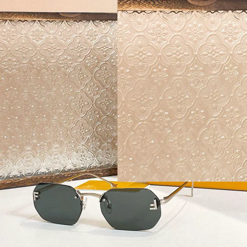 Metal Polygonal Frameless Sunglasses for Women 4075 Fashion Popular Style Sunshade Sunglasses for Men Anti-Uv Blue