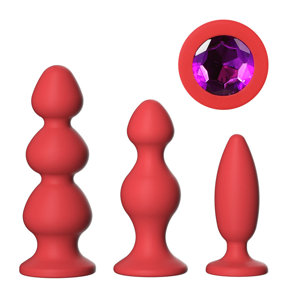 Silicone Anal Plug with Colorful Rhinestones, Anal Dilator, Anal Plug for Pleasure, Tail Bead Masturbator