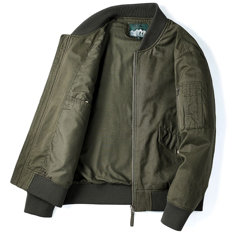 Bomber Jacket Men's Washed Jacket Coat Baseball Collar Casual Jacket Large Size Jacket Aviator Jacket Men