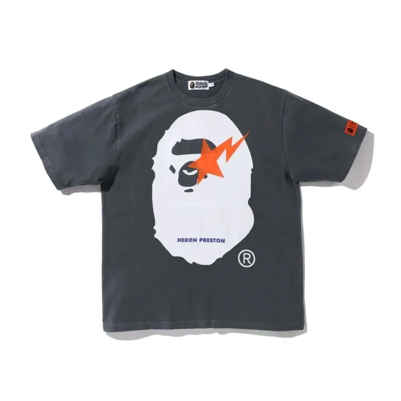 A Bathing Ape x Heron Preston Relaxed T-Shirt, Limited Edition, Retro Style, Perfect for Daily Wear