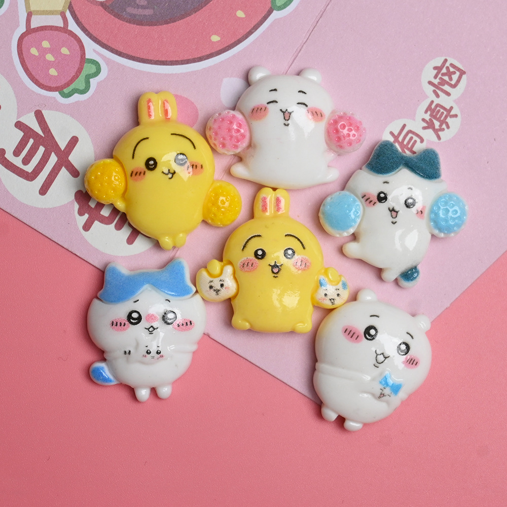 Cute Cartoon Super Cute Ji Yi Rabbit Cat Ka Wow diy Cream Glue Accessories Resin Accessories Hair Clip Phone Case