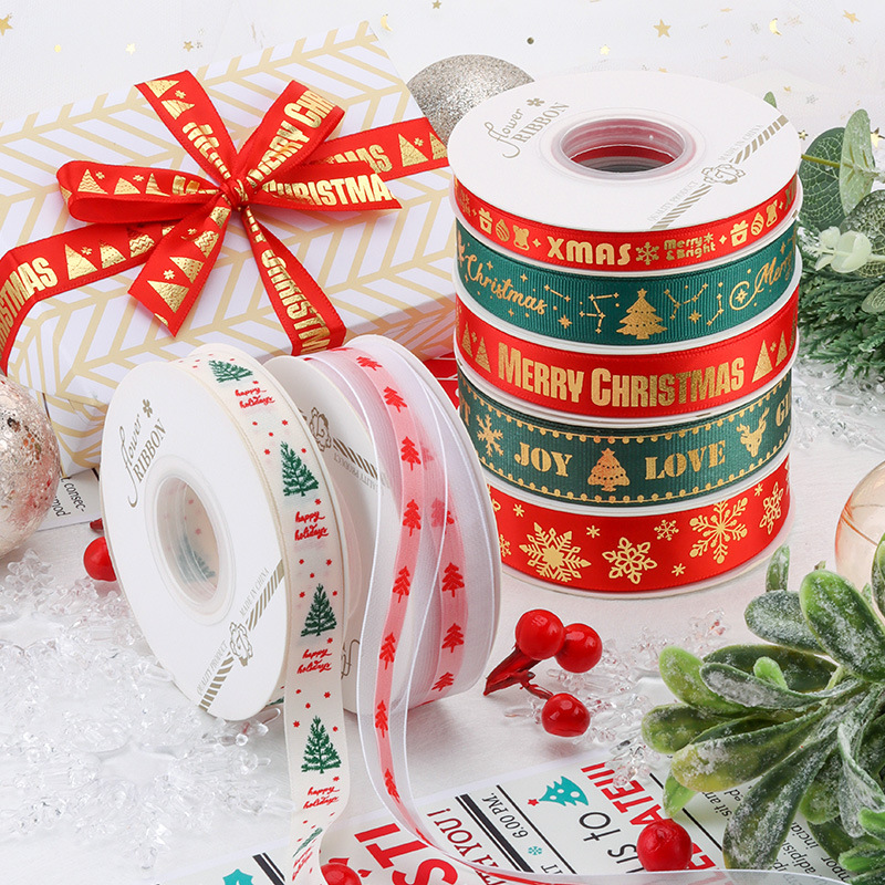 2026 Christmas Gift Wrapping Ribbon, Satin Ribbon, Bouquet DIY Handmade Decorative Ribbon, Silk Ribbon, Christmas Ribbon