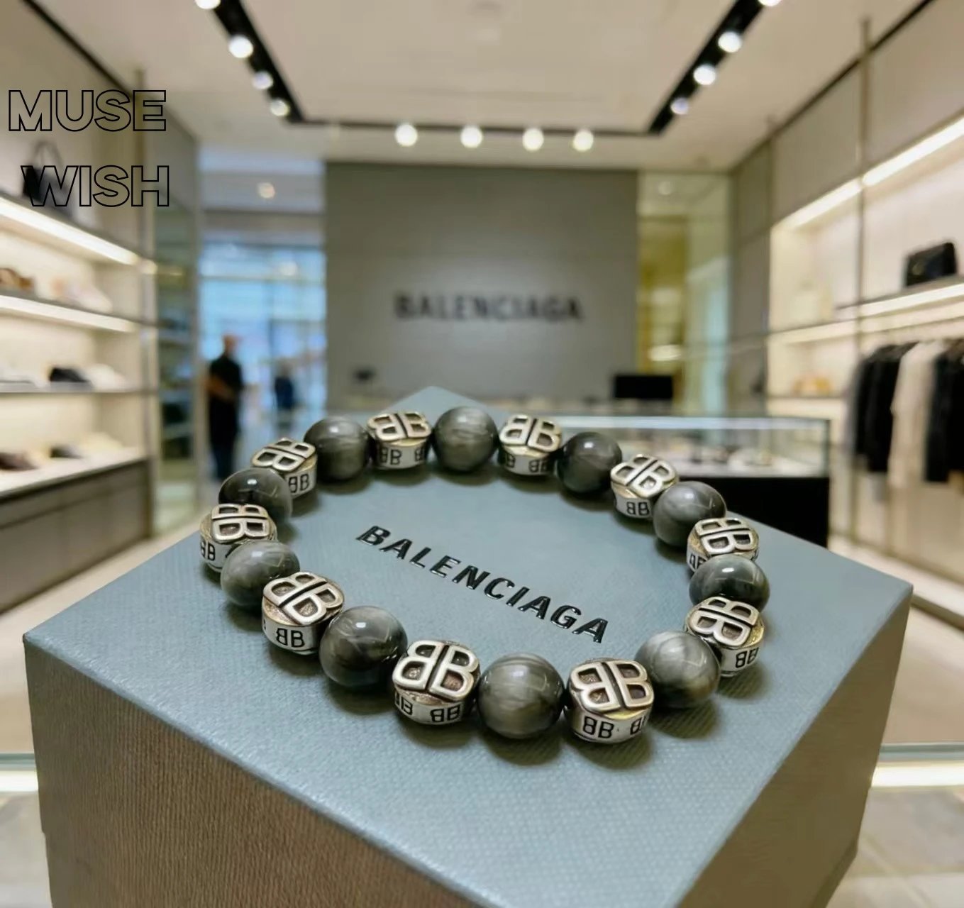巴黎B家精工版天然月光石手链 复古做旧虎眼石泰银风格手链 Foto QC de WEIDIAN na Qualit.ly