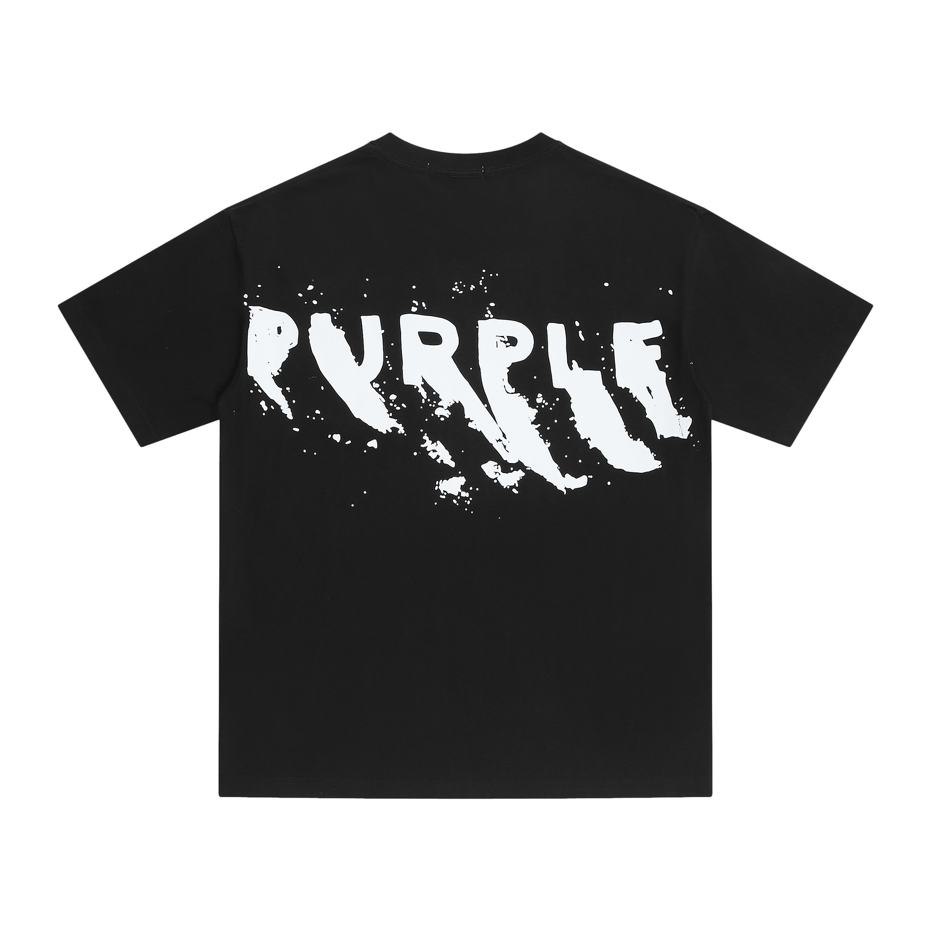 Trendy niche summer new street fashion brand Los Angeles Purple splash-ink letter printing cotton loose short sleeve