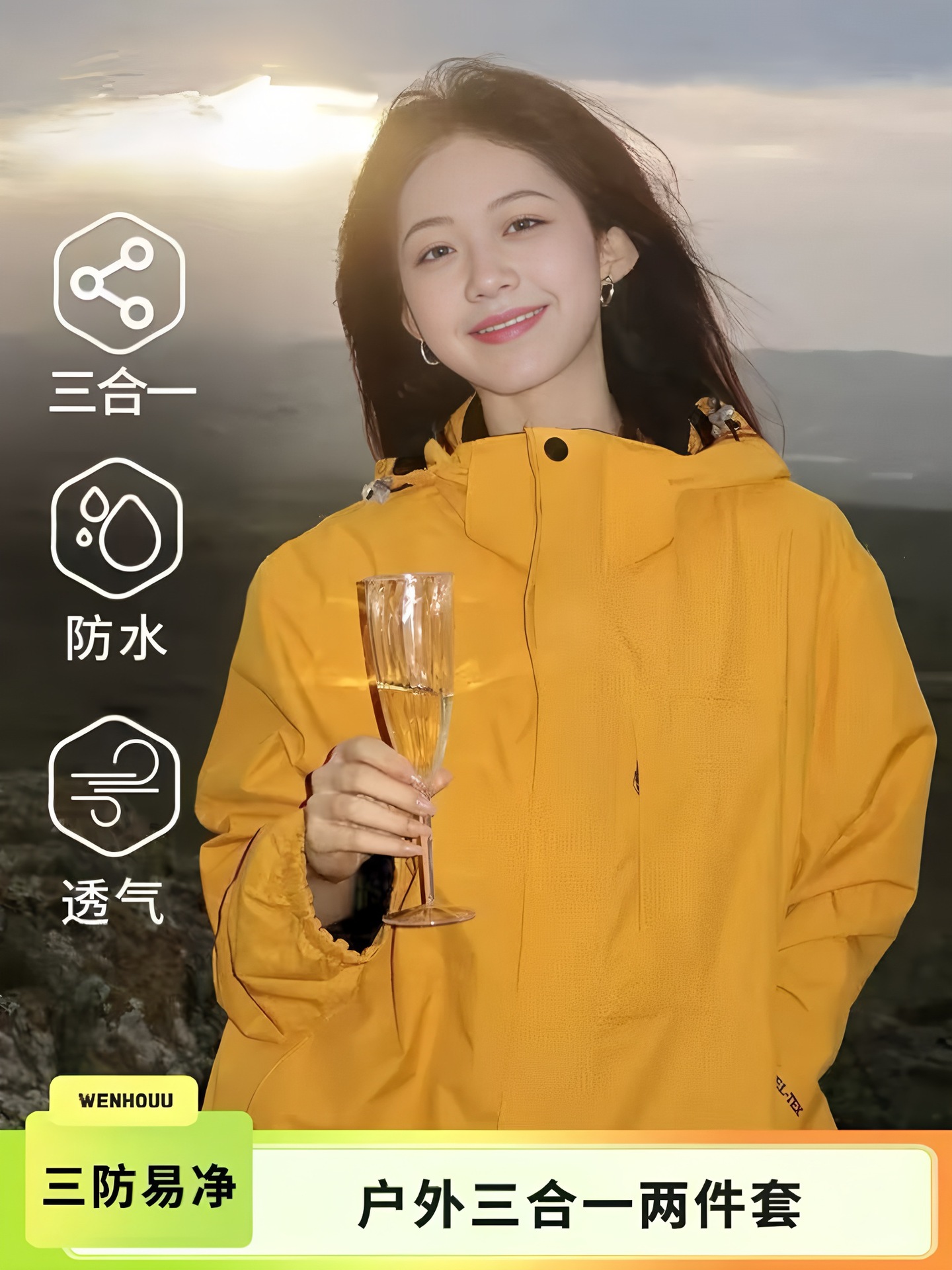 Luotuo Same Style Women's Outdoor Windproof Waterproof Warm 3-in-1 Casual Petite Super Stylish Jacket Men