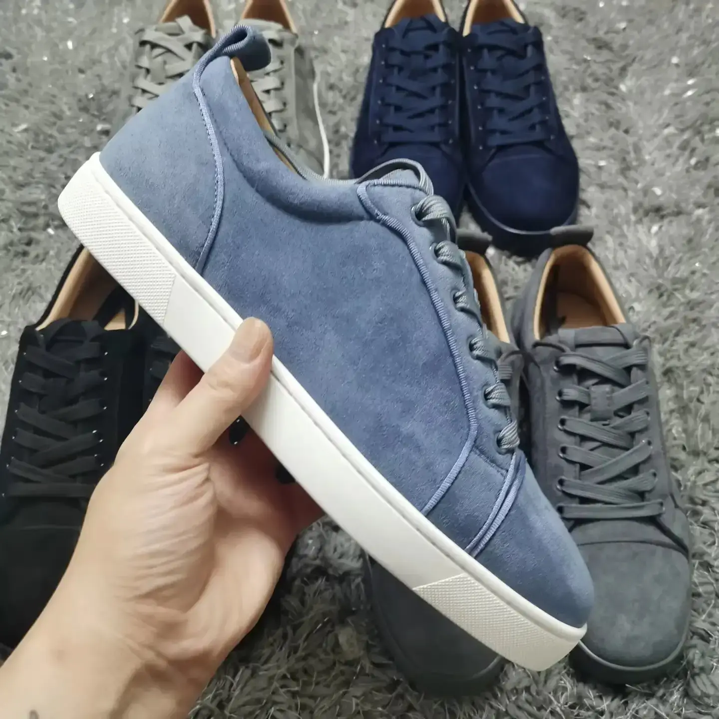 Christian Louboutin Louis Junior Suede Sneakers Blue