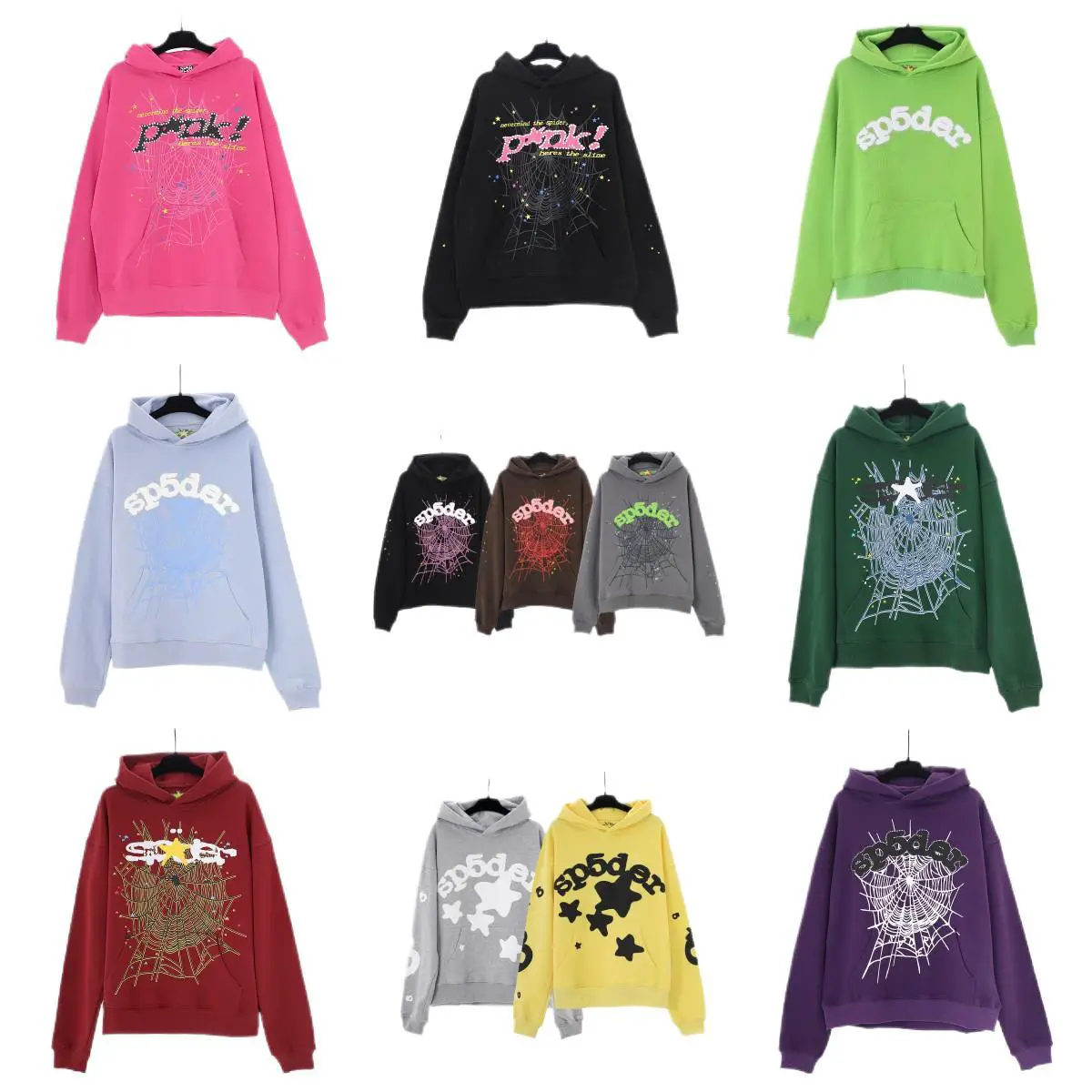 Amazon AliExpress Amazon Source American Fashion Brand Print Letter Spider Web Personality Hip Hop Couple Hooded