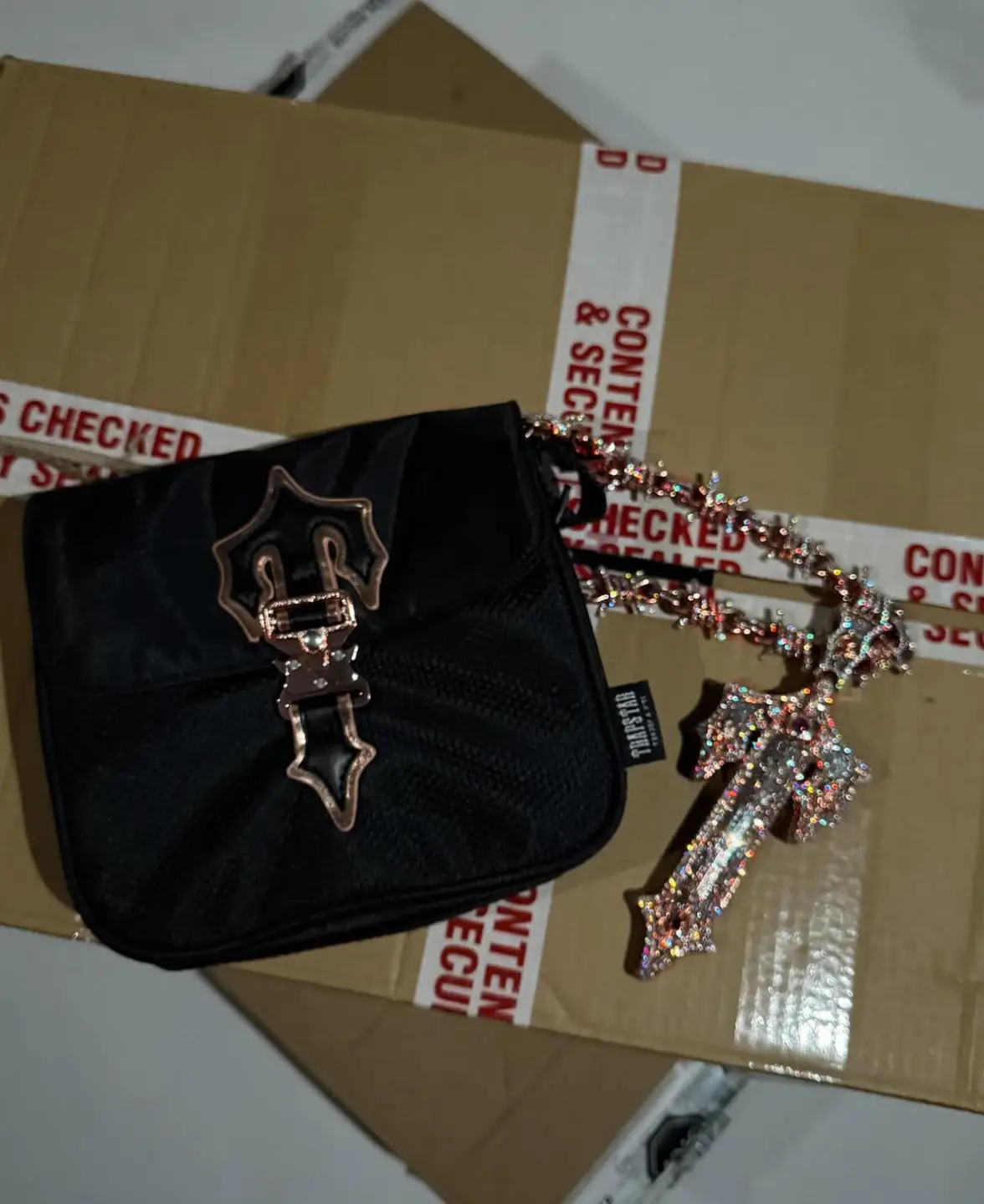 Trapstar X Central Cee t Bag-Black/Rose Gold Rose Gold Crossbody Bag