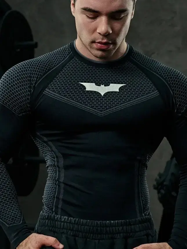 Youngla Men's Batman Long-Sleeved Fitness T-Shirt