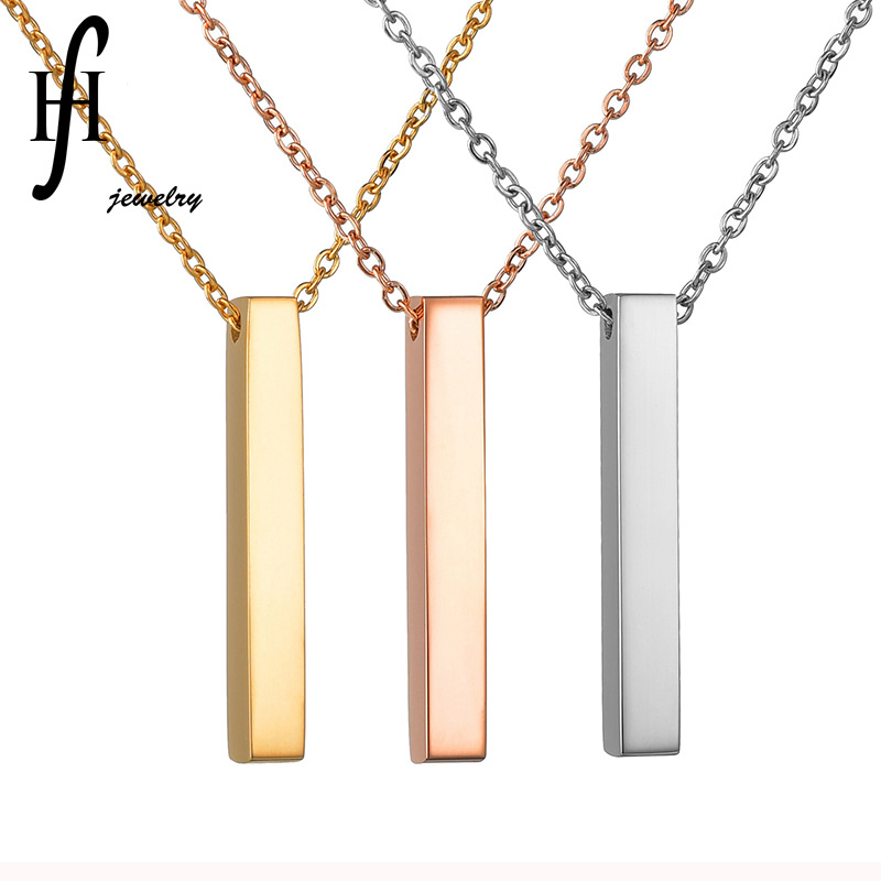 European and American Popular Jewelry, Versatile and Personalized Laser Engraving Pendant, Stainless Steel Simple Glossy Name Column Necklace