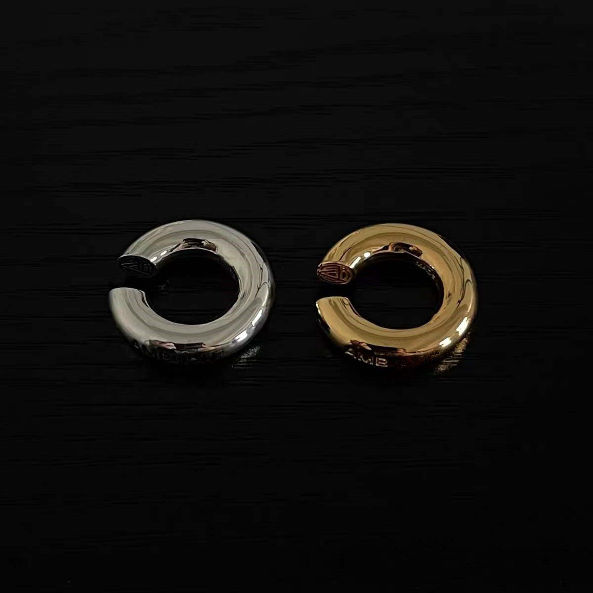 Hos Amb Style 925 Silver Letter Ear Cuffs Unisex Non-Pierced Personalized Minimalist Couple Hoop 18K Gold Earrings