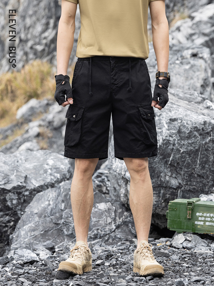 American-Style Trendy Men's Work Shorts, Summer Outdoor Loose Straight Multi-Pocket Slightly Stretchy Casual Shorts for Men