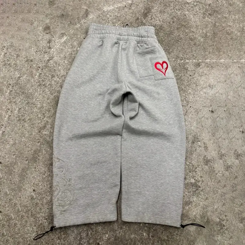 European and American Cross-Border Aliexpress Street Hip-Hop Pattern Embroidered Sports Style Loose Straight Double Waist Casual Pants for Men