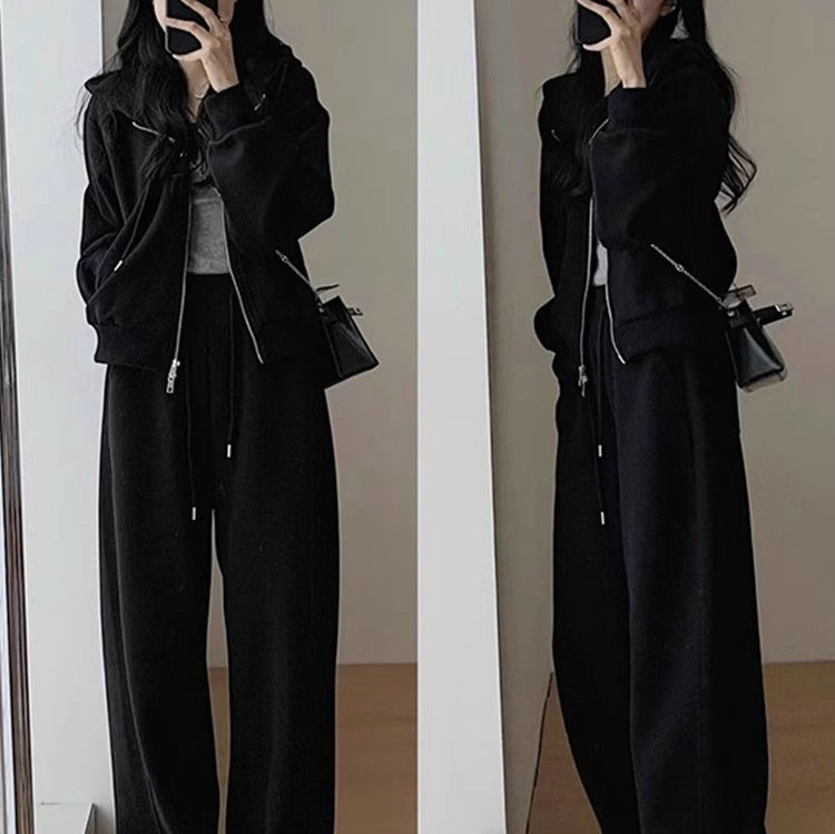 Early Autumn Clothing 2025 New Tea-Style Outfit Complete Set Plus-Size Women's Clothing This Year's Popular Salt-Style Sweatshirt Two-Piece Set
