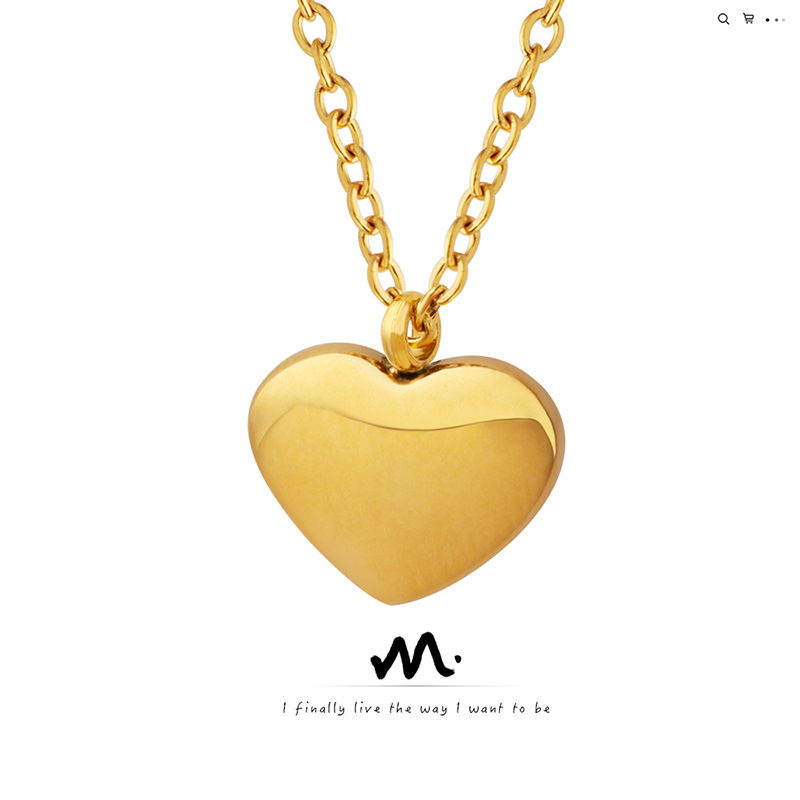 Cross-border Hot Peach Heart Love Couple Necklace 2023 New Fashion Plated 18k True Gold Titanium Steel Clavicle Chain P051