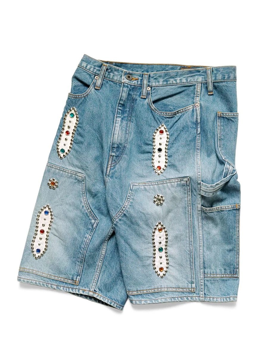 Kapital Vintage Hirata Kazuhiro Japanese Retro Distressed Washed Loose Heavy-Duty Gemstone Denim Shorts Foto QC de TAOBAO na Qualit.ly