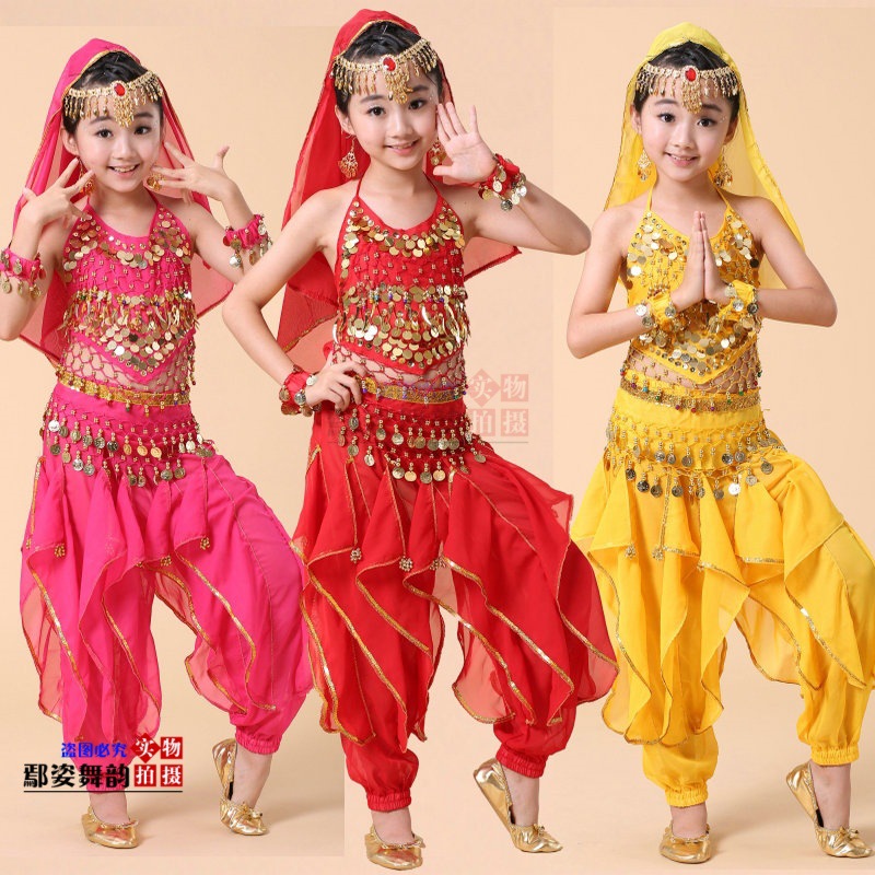 Children's Costume Girls' Indian Dance Belly Dance Performance Costume Xinjiang Dance Children's Ethnic Dance Practice Suit