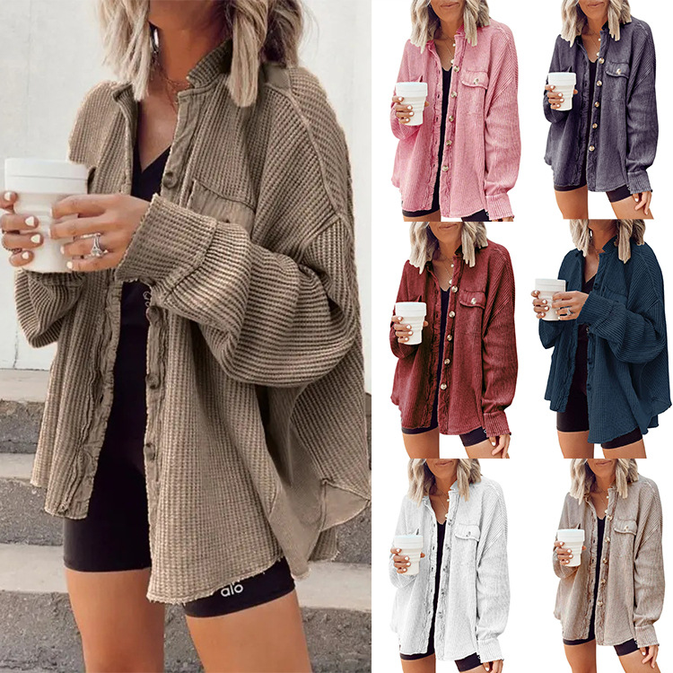 2026 European and American Cross-Border Autumn New Fashion Casual Lapel Pocket Patchwork Irregular Shirt Jacket for Women