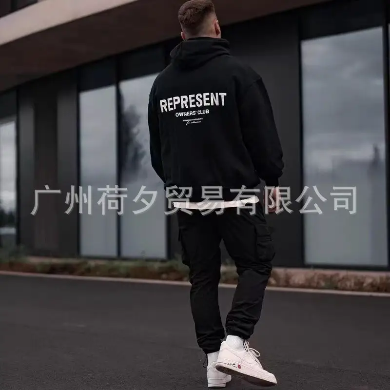 Cross-Border Trendy Brand Represent Life American High Street Loose Letter Hooded Sweatshirt Men's and Women's Hoodie Jacket