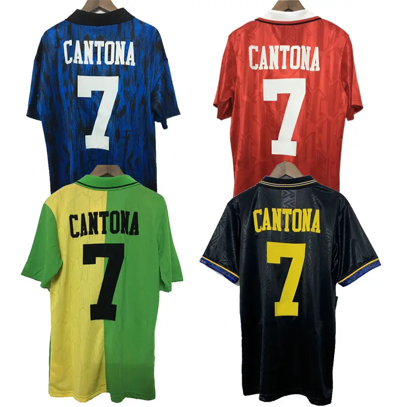 Man L Retro Jersey 9394 Season Red Devils Home Football Uniform No.7 Cantona Short-sleeved Training Uniform Football Uniform Now