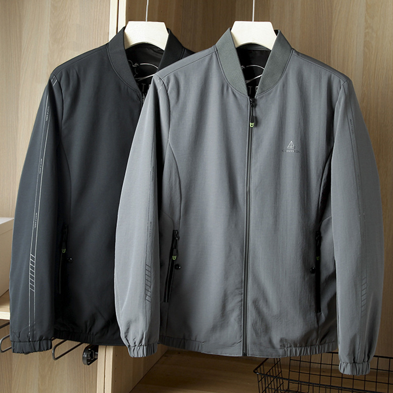 Brand Foreign Trade Men's Baseball Collar Jacket Men's Jacket Autumn Thin All-match Casual Outer Wear J8128