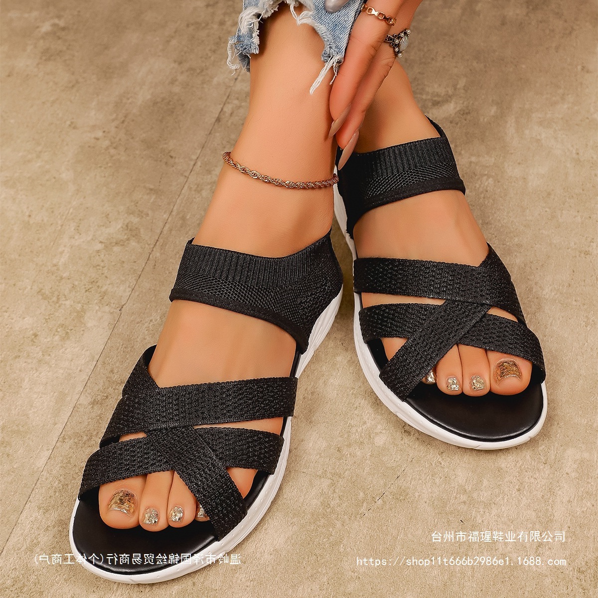 Large Size Sandals 2026 Summer New Women's Breathable Flat Roman Style Loose Elastic Lightweight Sporty Style for Wide Feet