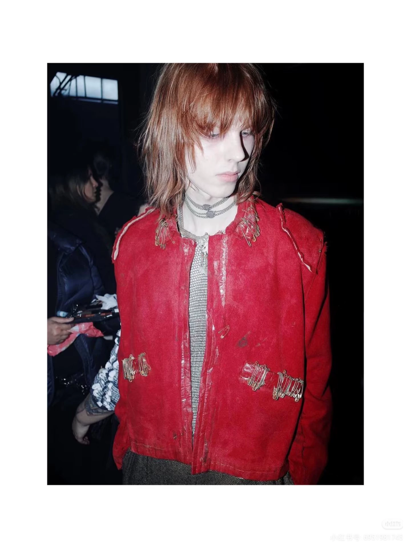 ERD melancholic rich second-generation 24FW red distressed deconstruction pin wool flannel suit jacket jacket