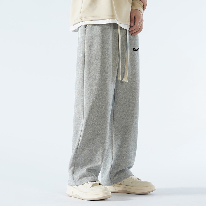 Nike Men's Black Fleece-Lined Casual Straight-Leg Sweatpants