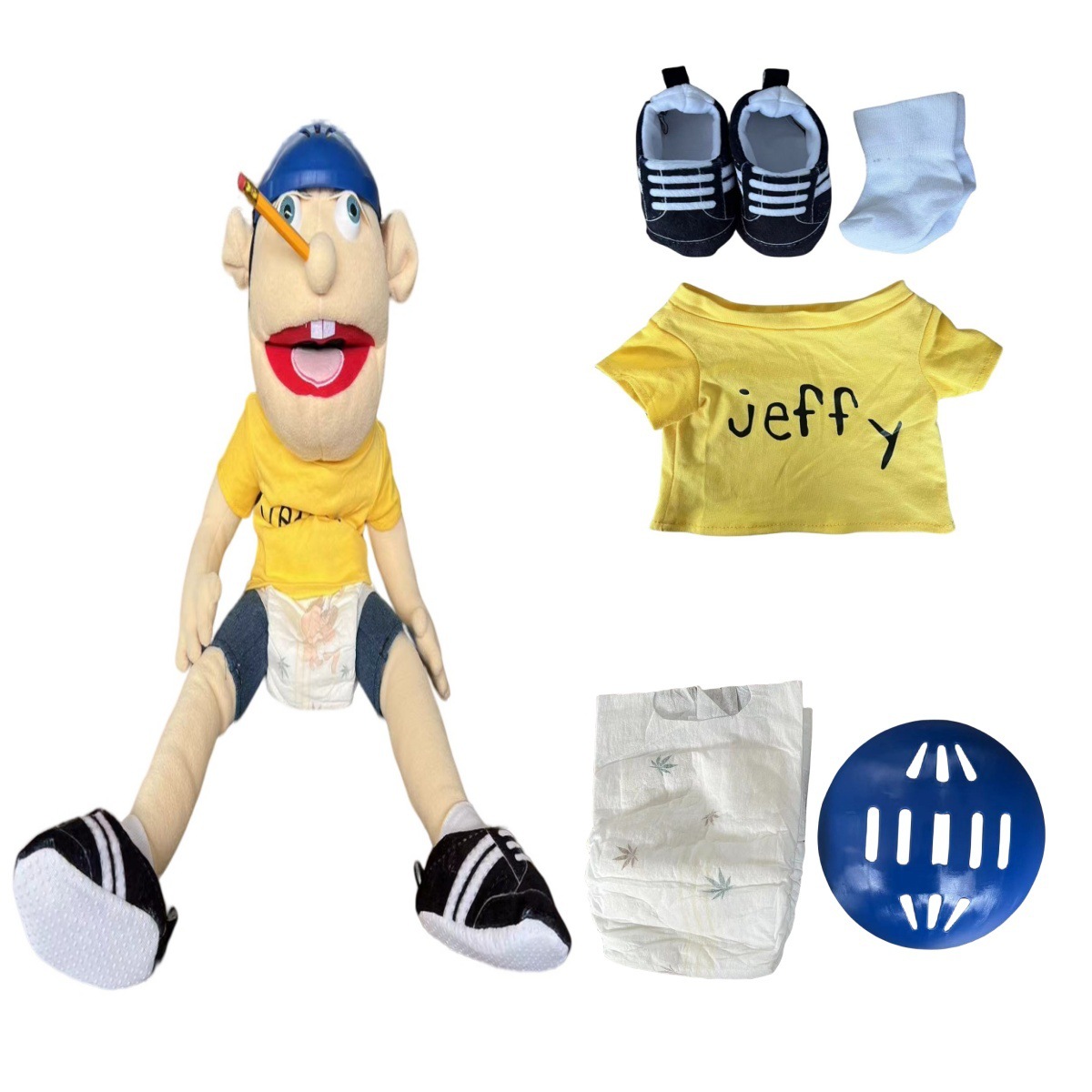 Cross-Border Spot Jeff Hand Puppet Plush Toy Funny Open Mouth Boy Interactive Doll Doll Children Early Education Doll