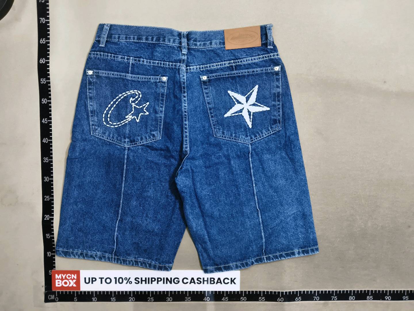 2024 New Embroidered Logo Heavy-Duty Washed Denim Mid-Length Pants Trendy Casual Five-Point Pants for Men and Women QC