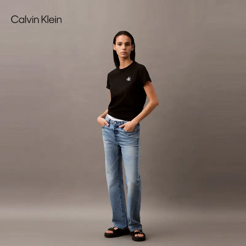 Ck Jeans25 Spring/Summer New arrival Women Casual Work Clothing Jelly Offset pure cotton Short Sleeve Knitting T-Shirt 47B835G