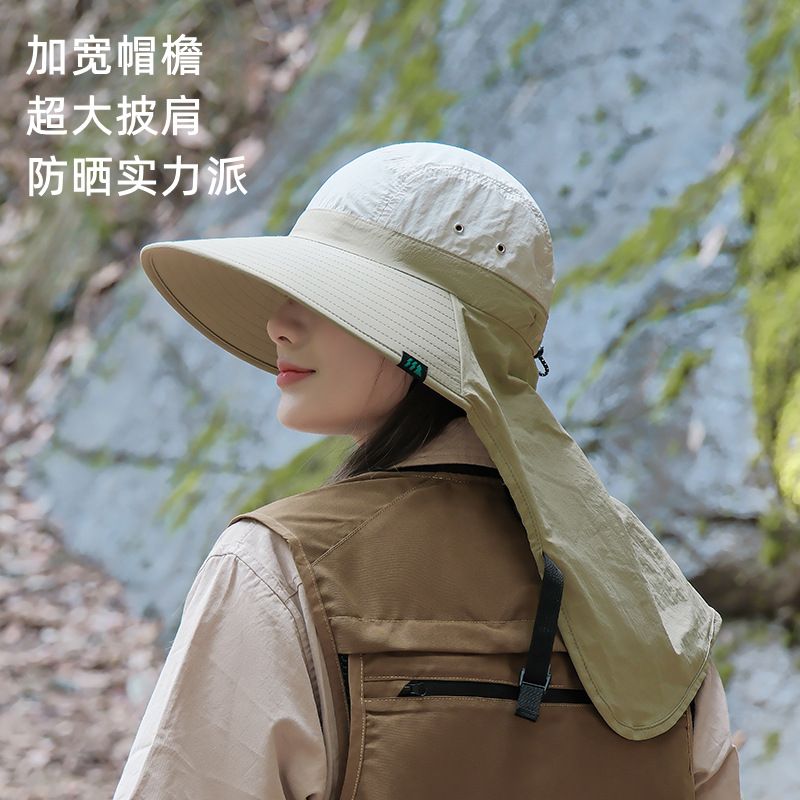 Summer Shawl Sun Protection Hat Women's Anti-Uv Fisherman Hat Sunshade Breathable Neck Protection Sun Hat Large Brim Outdoor Hat