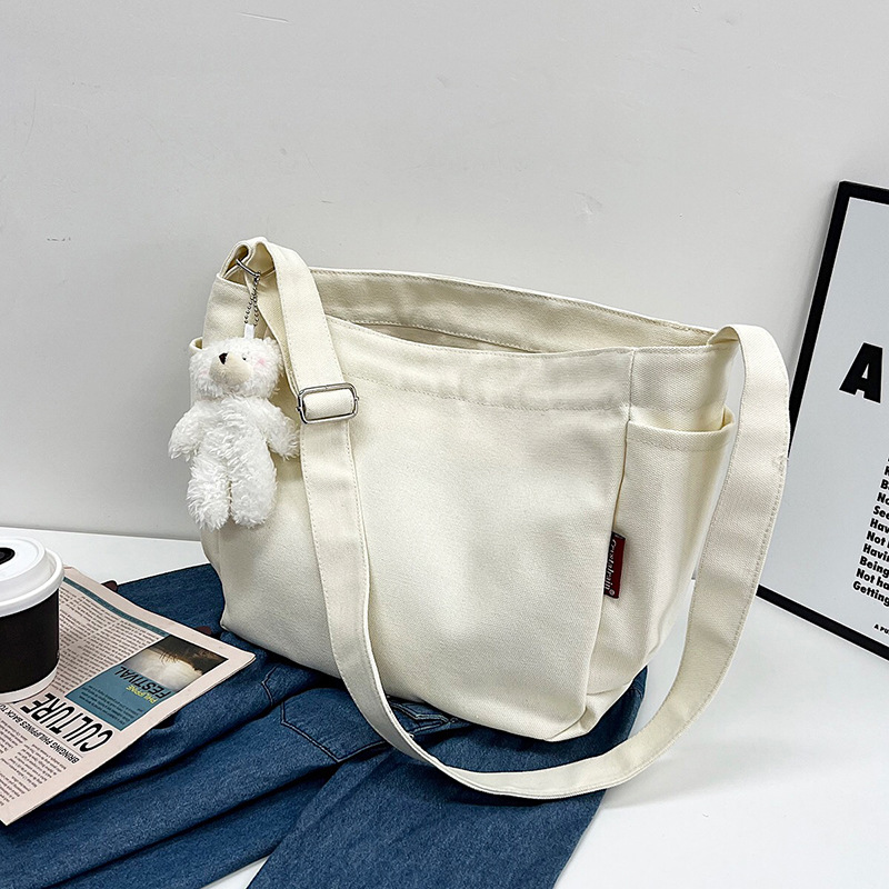 Korean Harajuku ulzzang canvas bag women's crossbody big bag New ins simple casual student shoulder bag fashion