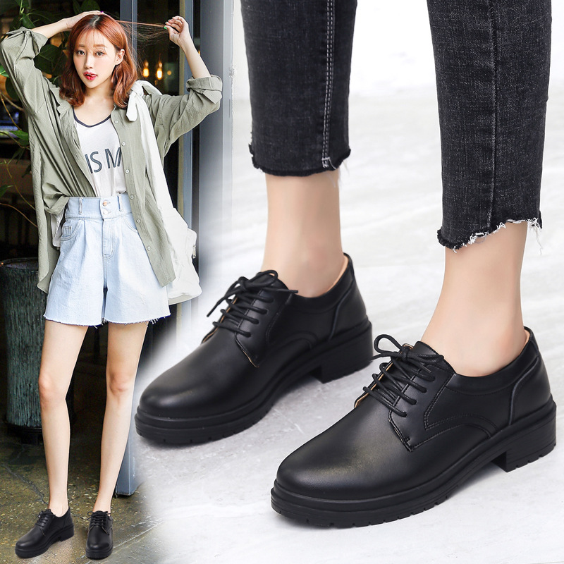 Spring 2024 British Martin shoes women Harajuku thick-soled soft girl ins leather shoes preppy style retro single-layer shoes women's shoes