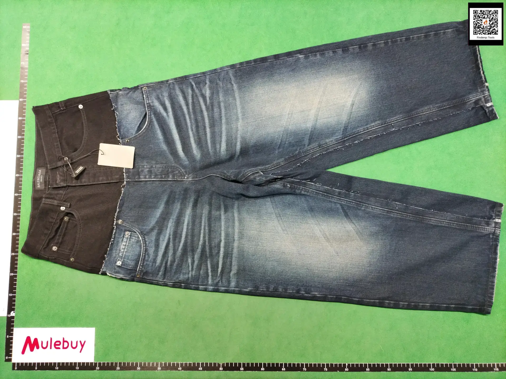 [Ready Stock] Bmc Show Style Cut-Up Double-Layer Double-Waisted Spliced Washed Distressed Wide-Leg Baggy Jeans