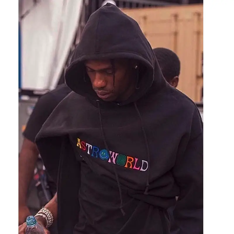 欧美ins潮牌嘻哈美式复古侃爷ASTROWORLD彩色字母刺绣连帽卫衣帽