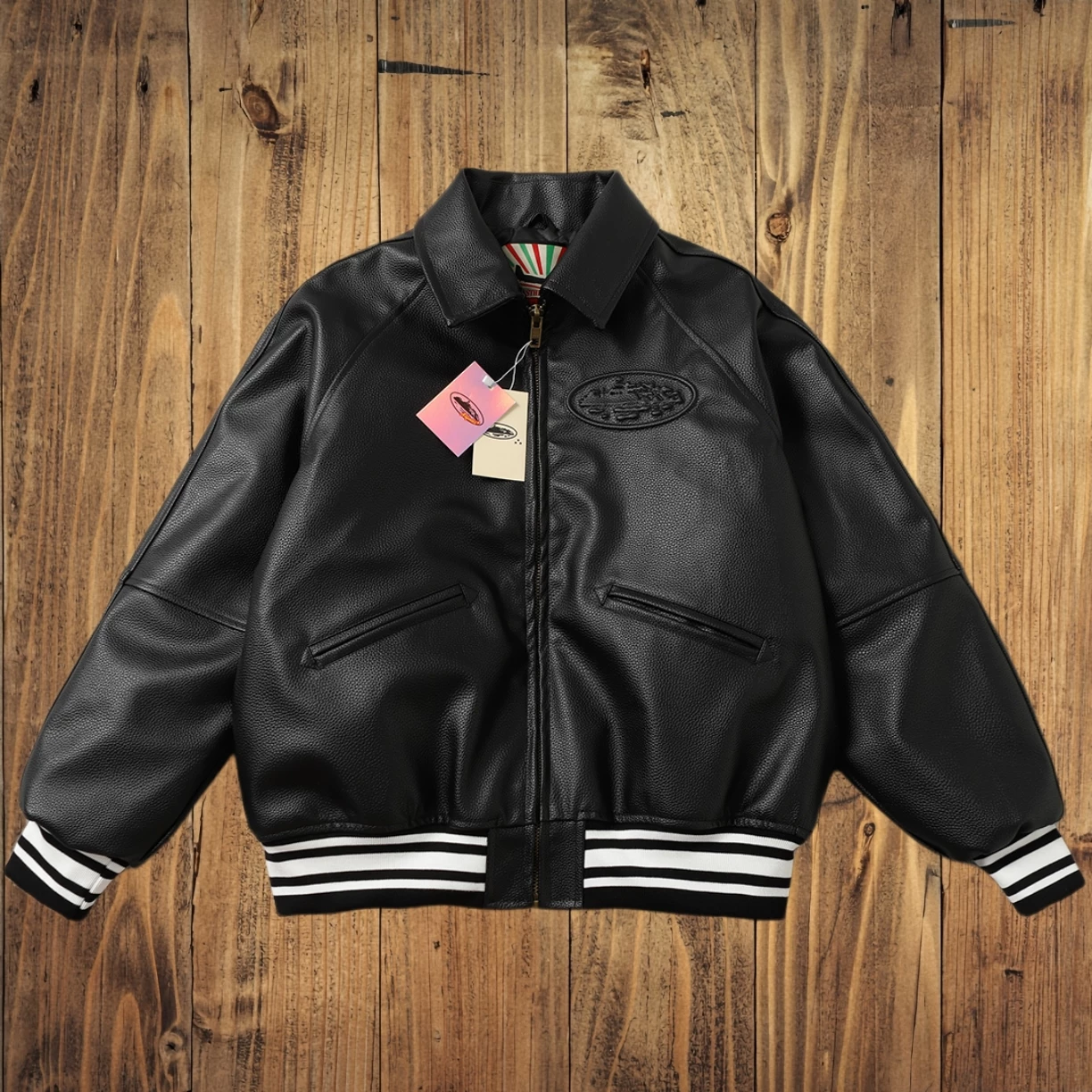 Correct version of CRTZ Alcatraz Island American Street PU Leather Coat Cotton Locomotive Short Wide Trendy Jacket Jacket