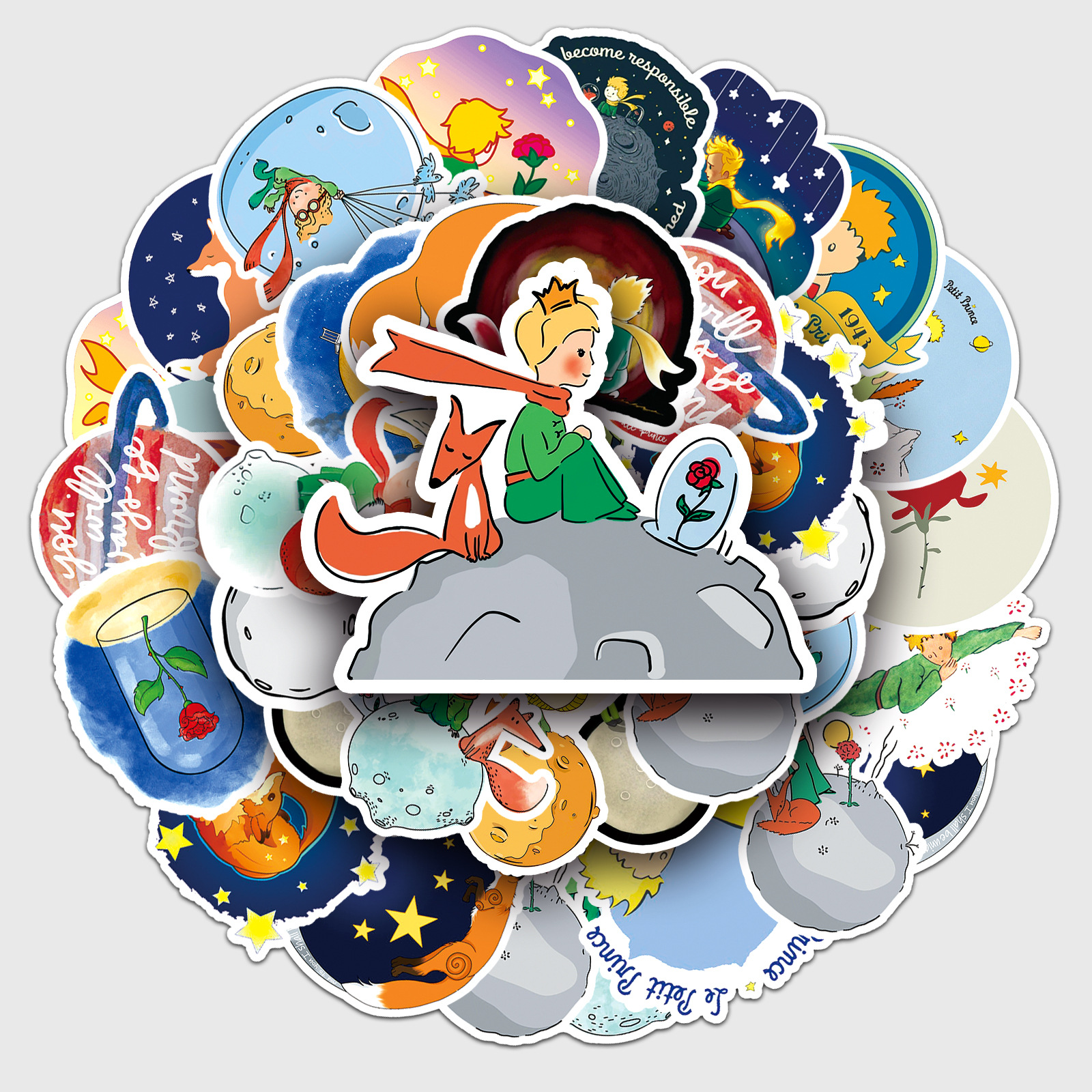 50 Little Prince Personality Graffiti Cross-border Cartoon Animation Children Goo Card Decoration Skateboard Luggage Sticker Waterproof