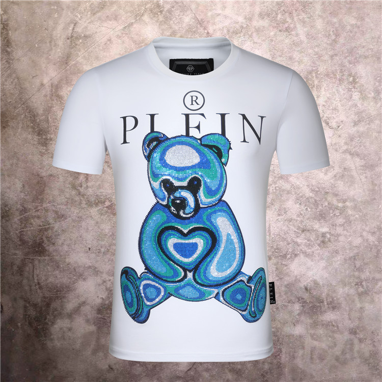 Trendy Brand Philip Plain Spring and Summer Short-sleeved Men's Round Neck T Aggressive Personality PP Hot Drilling Casual Fashion Men's Short T