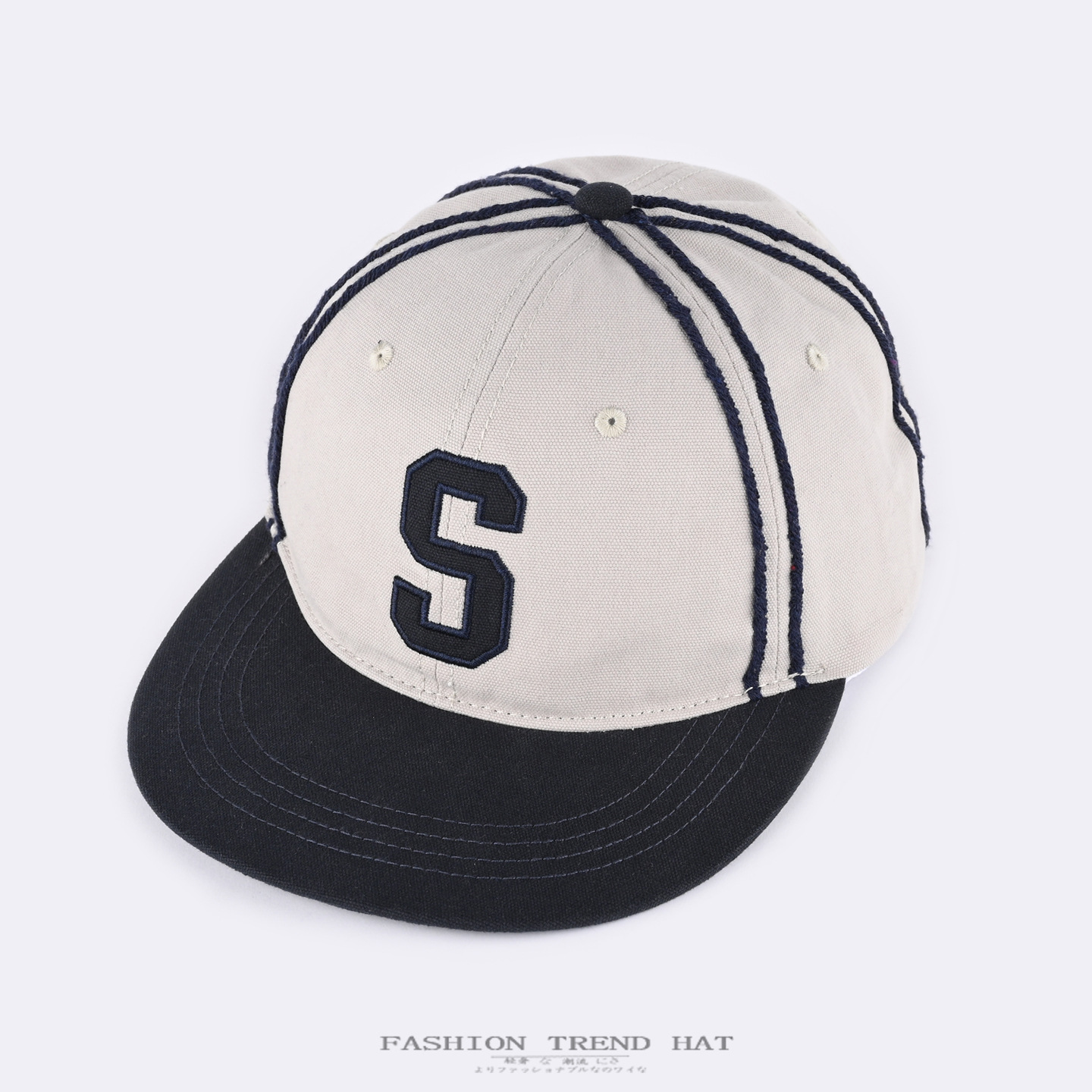 American-Style Color-Blocking Hip-Hop College-Style Flat-Brim Baseball Cap for Men and Women, Outdoor Street Skateboard Hat, Face-Slimming Baseball Cap