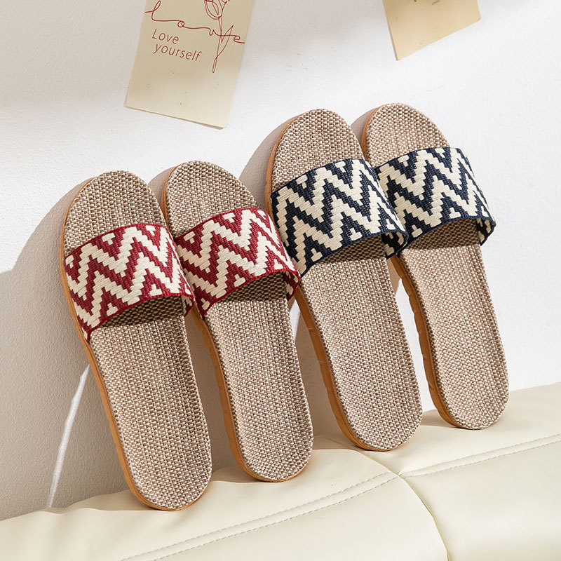 Linen Slippers for All Seasons, Spring, Autumn and Summer Household Rattan Straw Thick-Soled Summer Men's and Women's Slippers for Home and Indoor Wholesale