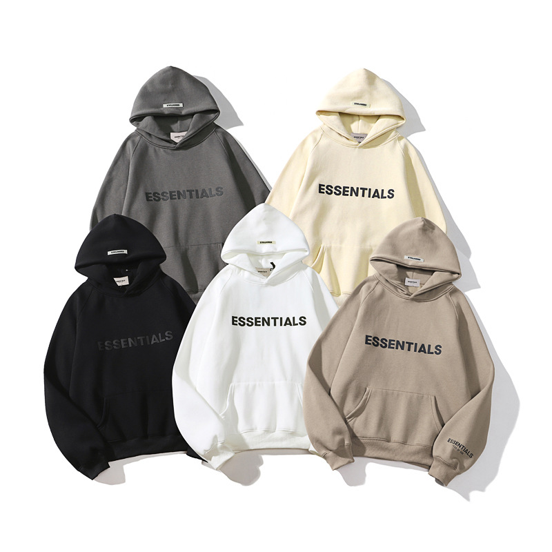 FOG European and American ESSENTIALS Pressed Glue Stereo Letter Printed Sweater High Street Hoodie Men's and Women's Couple's Jacket