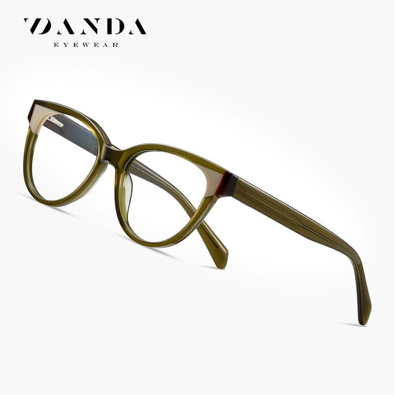 Cross-border Hot-selling Anti-blue Glasses F22104 Multicolor Sheet Flat Glasses Fashionable Cat's Eye Acetic Acid Optical Frame