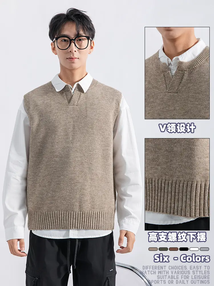 Split Vest Sweater Men's 2024 New Autumn and Winter Shirt with Fashion Brand Sleeveless Waistle Sweater