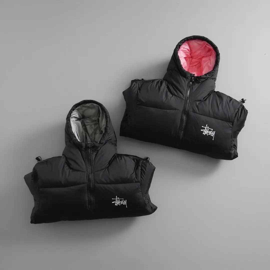 Stussy Puffer Vest Black Pink Lining