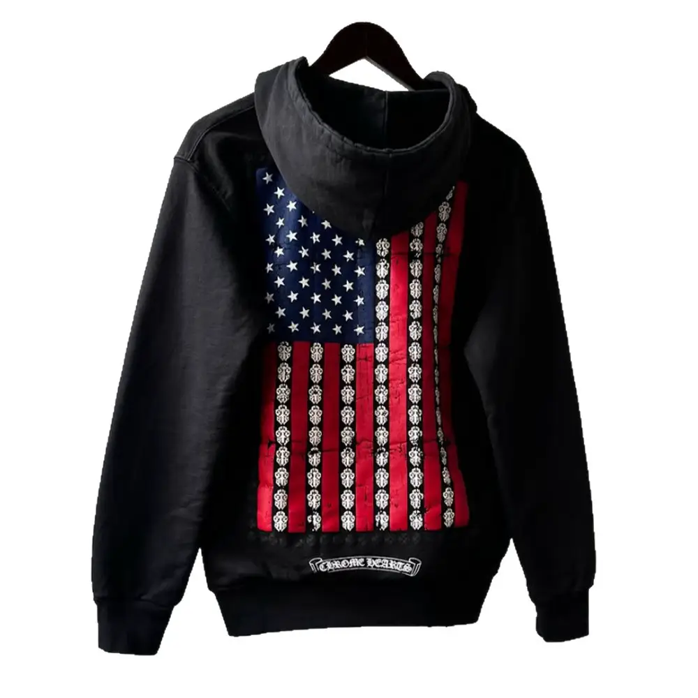 Cross-Border Trendy National Flag Print Manufacturer Direct Sales Foreign Trade Supply Wholesale Casual Gothic Pullover Hooded Sweatshirt