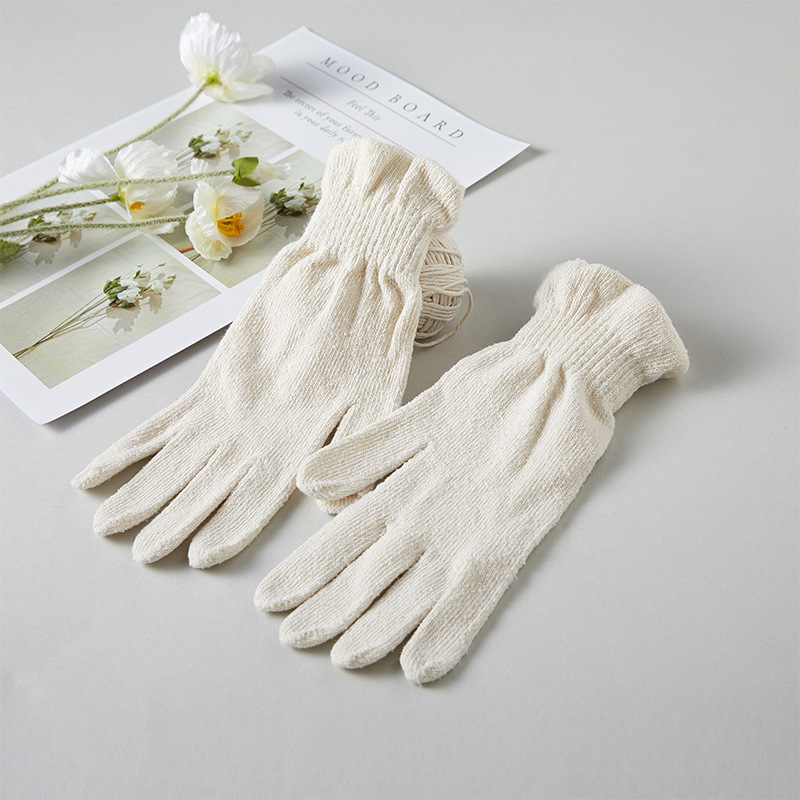 Natural mulberry silk oil silk skin care gloves women's fine thread elastic cuff comfortable not tight silk warm gloves