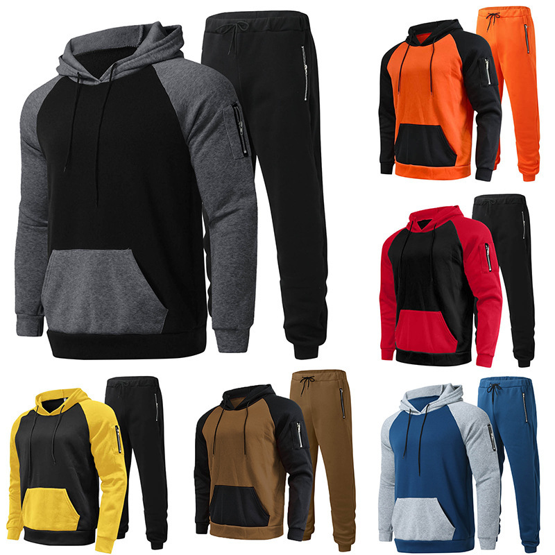 Foreign Trade Amazon 2026 Autumn and Winter New European and American Style Fleece Zipper Sweatshirt Two-Piece Sports Casual Men's Suit