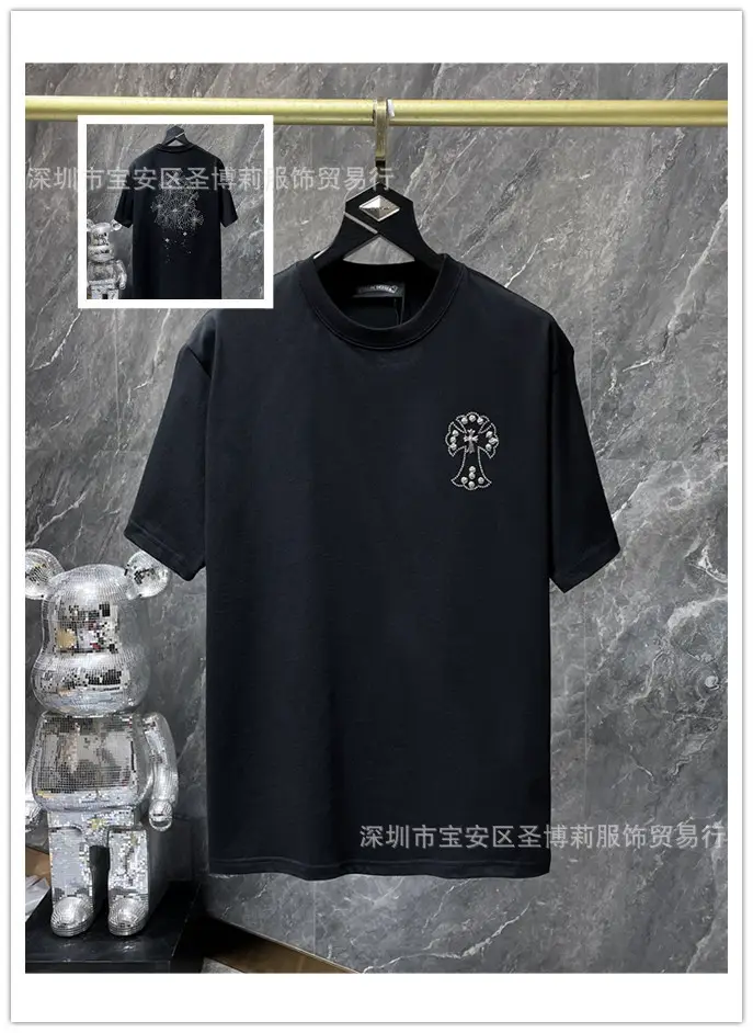 Correct Version of Chrome Hearts High-Quality American Chrome Thermal Discoloration Washed Distressed Short-Sleeved Men's T-Shirt