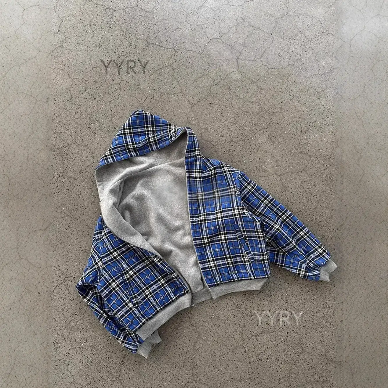 European and American Export Stylish Plaid Zipper Sweatshirt Long-Sleeved Pullover Hoodie Retro Jacket Street Trendy Y2K